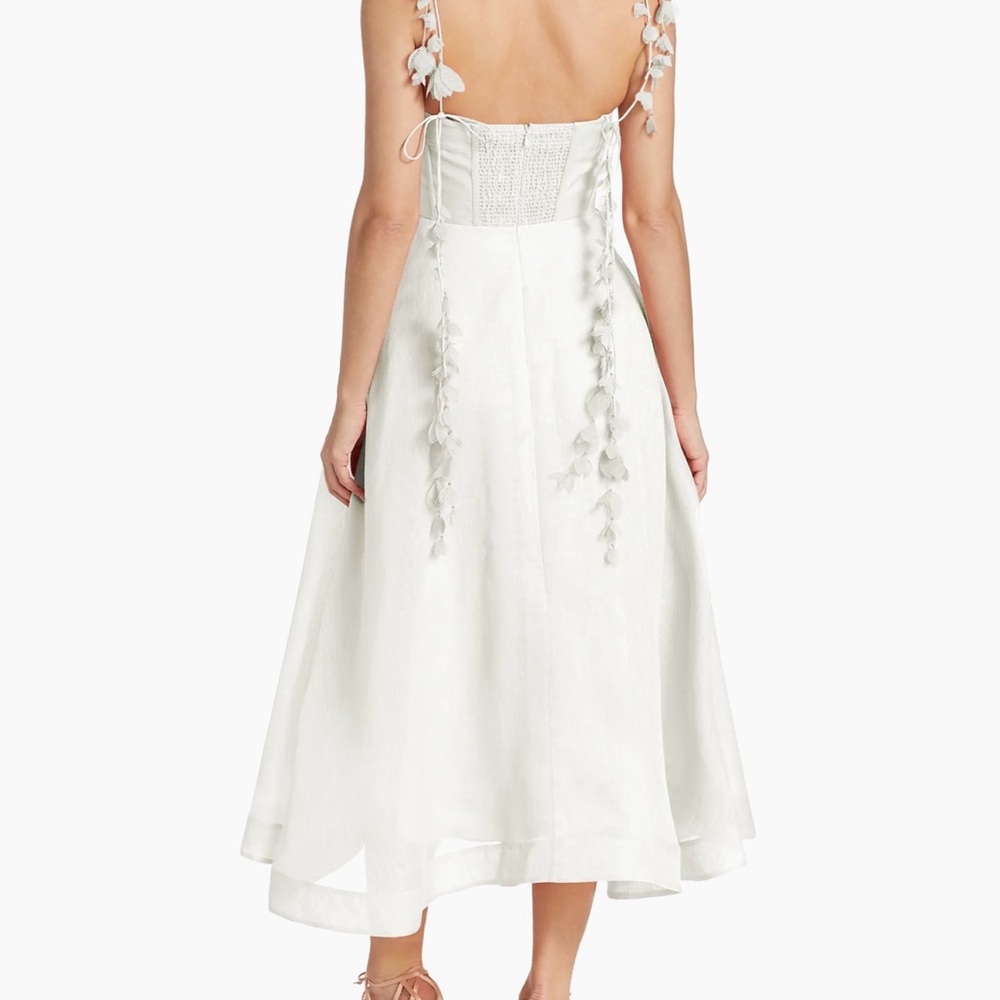 NWOT $1600 MSRP Zimmermann Ivory Wanderland Corset-Style Midi Dress US Size 4-6 - Picture 3 of 15